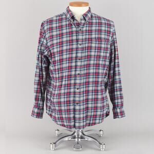 Vintage 90s Saddlebred Blue & Red Plaid Flannel Shirt Men's Large